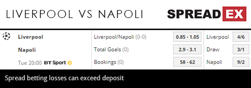 Liverpool Napoli Champions League Match Spreads Fixed Odds Football 11th December 2018 Sports Spread Betting