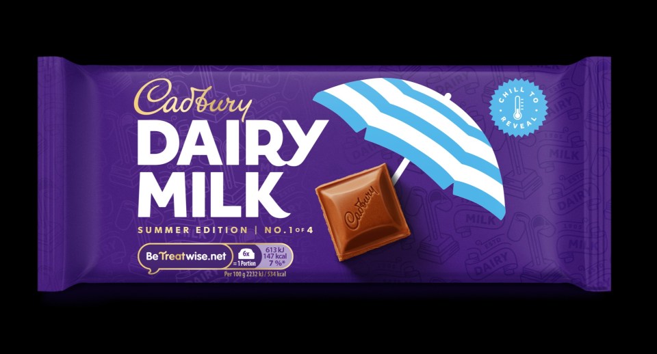 Cadbury Dairy Milk summer edition chocolate bar.