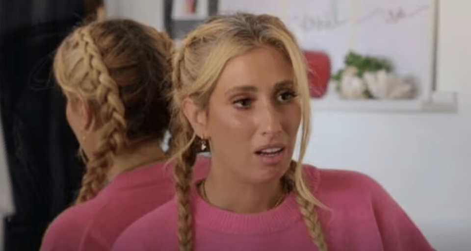 Stacey Solomon appearing emotional.